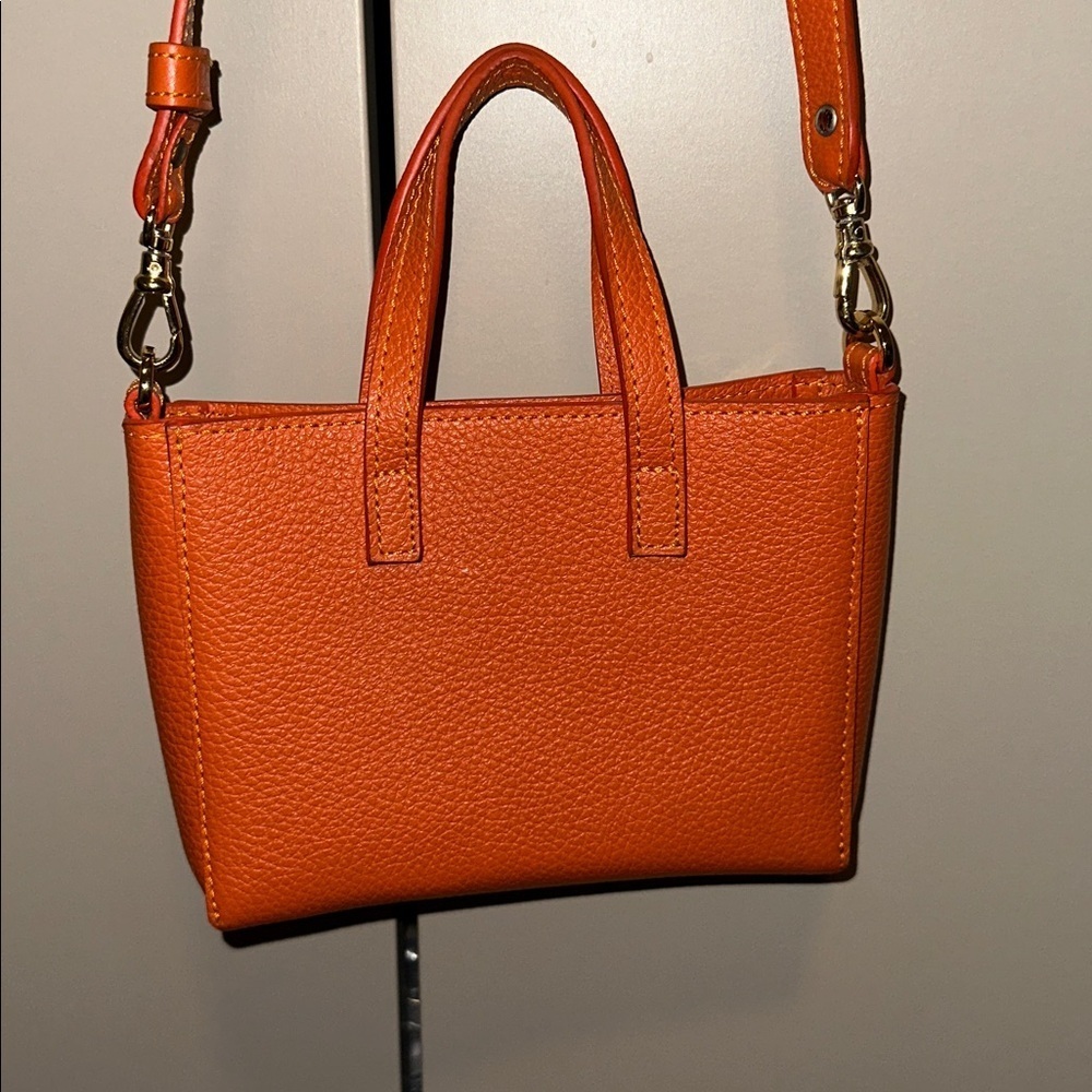 Fiori Orange Leather Mini Crossbody Handbag - Picture 2 of 5